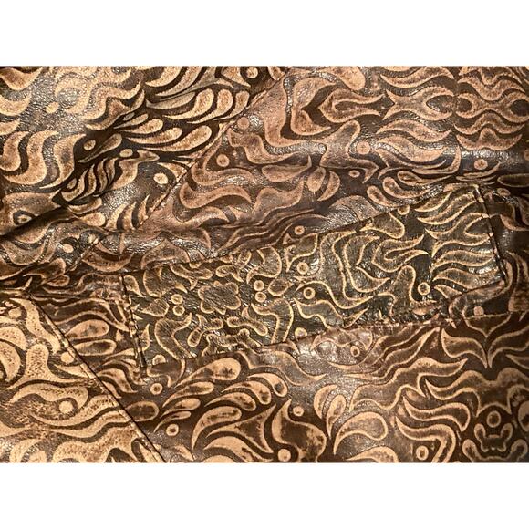 Vera Pelle Embossed Leather Coat Stamped Soft Amazing Sz L Ren Fair Fairycore - Picture 5 of 8